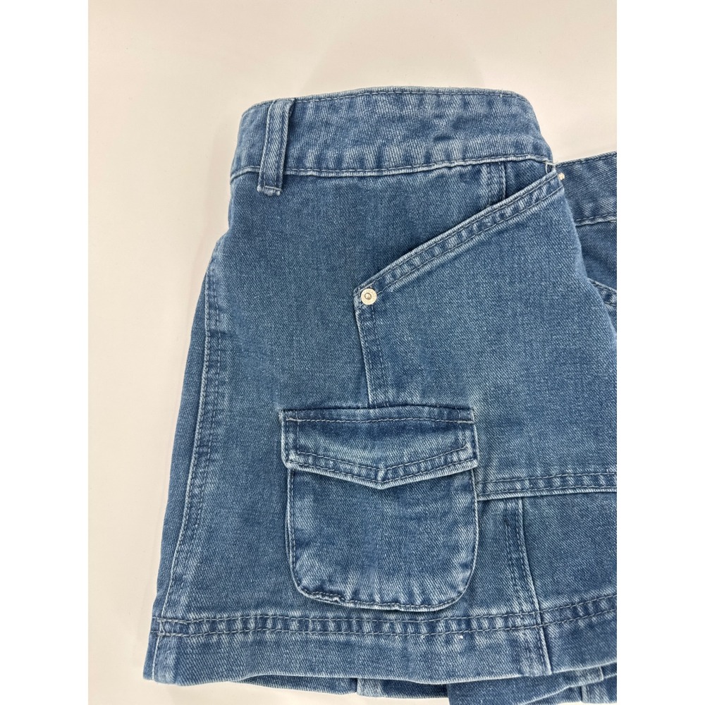 J For Justify Womens Blue Denim Cargo Mini Skirt Medium Wash Size S Utility Y2K - Picture 3 of 8